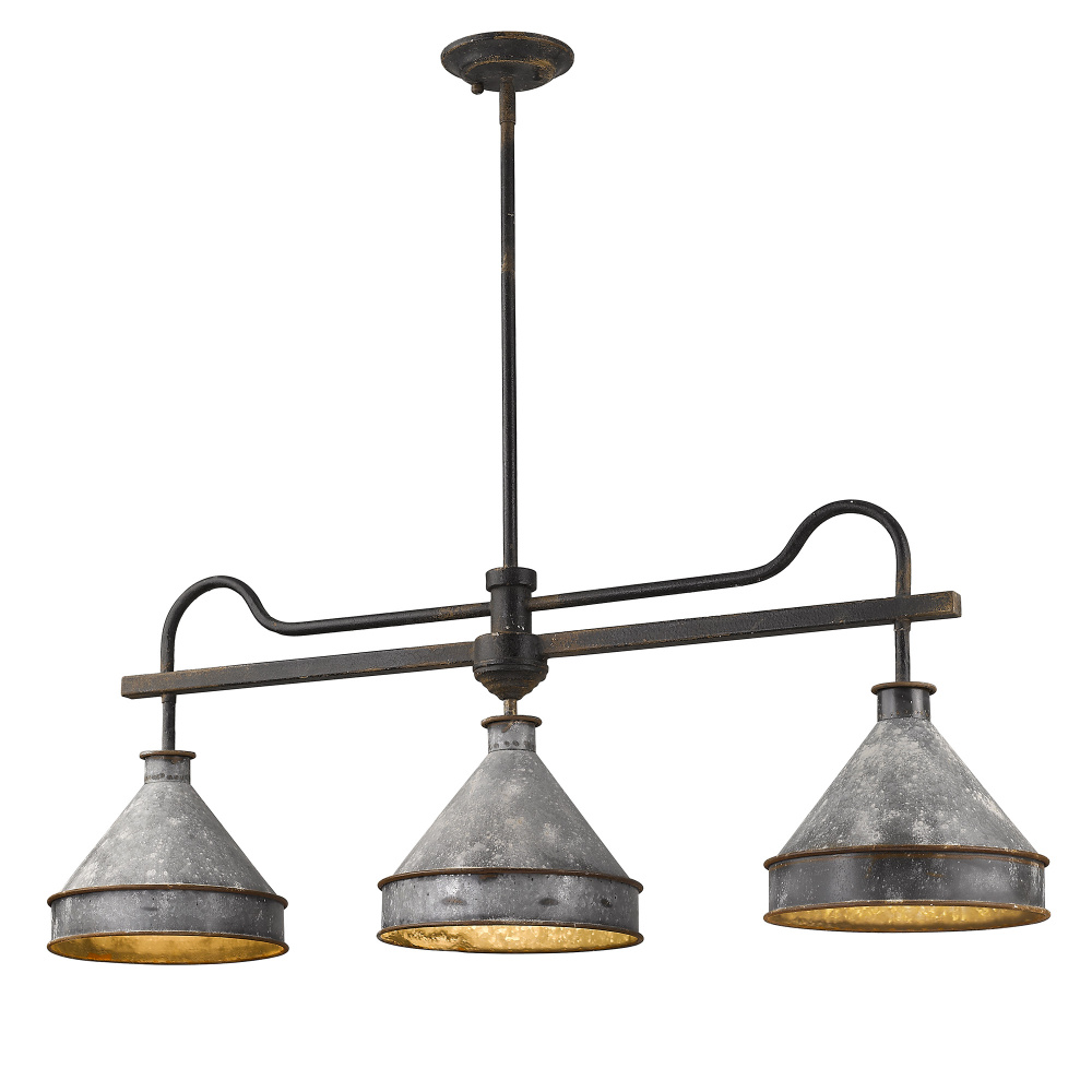 Wry Lighting Jasper 3-light Island Light in Antique Black Iron